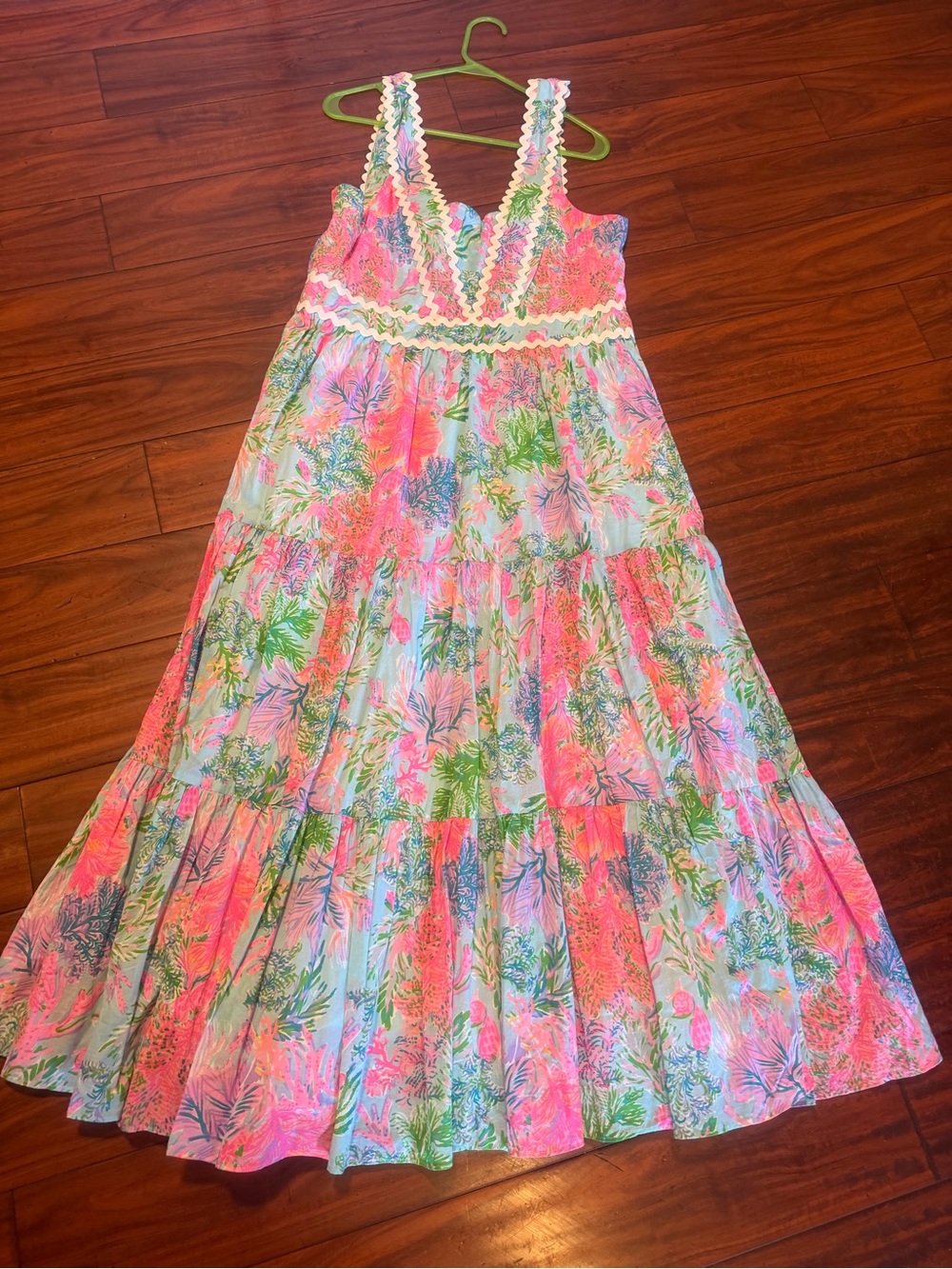 Lilly Pulitzer Sleeveless Tiered Floral Maxi in Pink, Green & Blue - Picture 4 of 14
